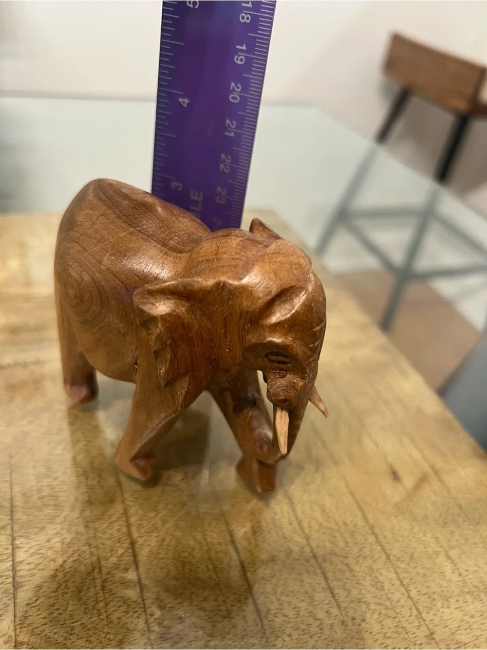 Hand-carved Wooden Elephant Sculpture